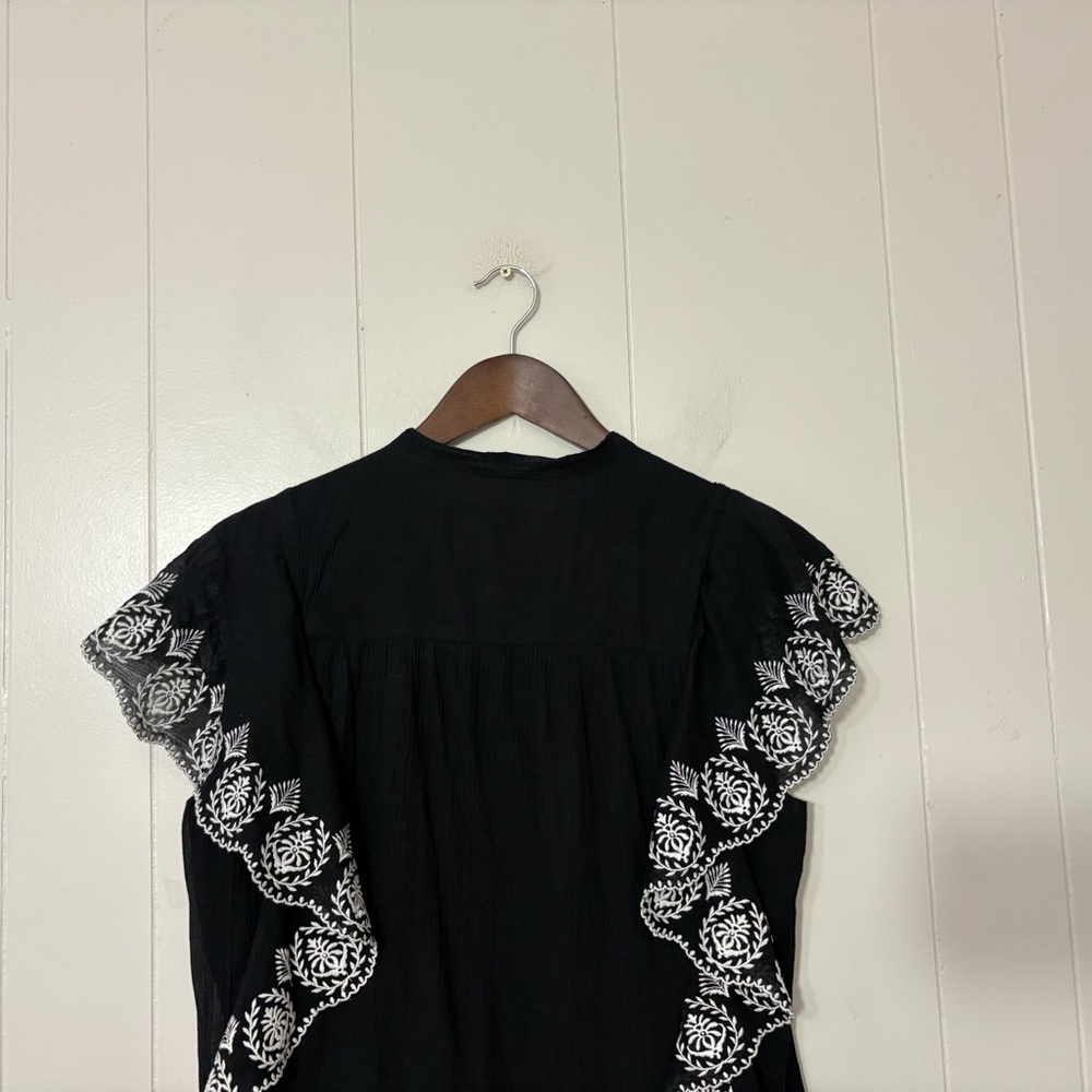 Derek Lam 10 Crosby Kalia Cascade Embroidered Ruffle Mini Dress Black 4 - Picture 9 of 9